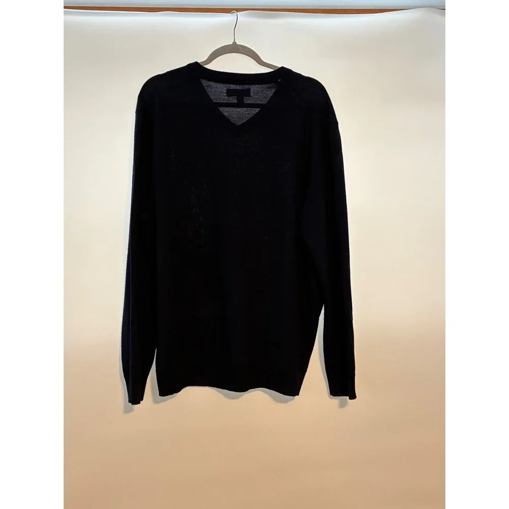Club Room‎ Mens V Neck Sweater Wool Acrylic Blend Navy Blue Size XL